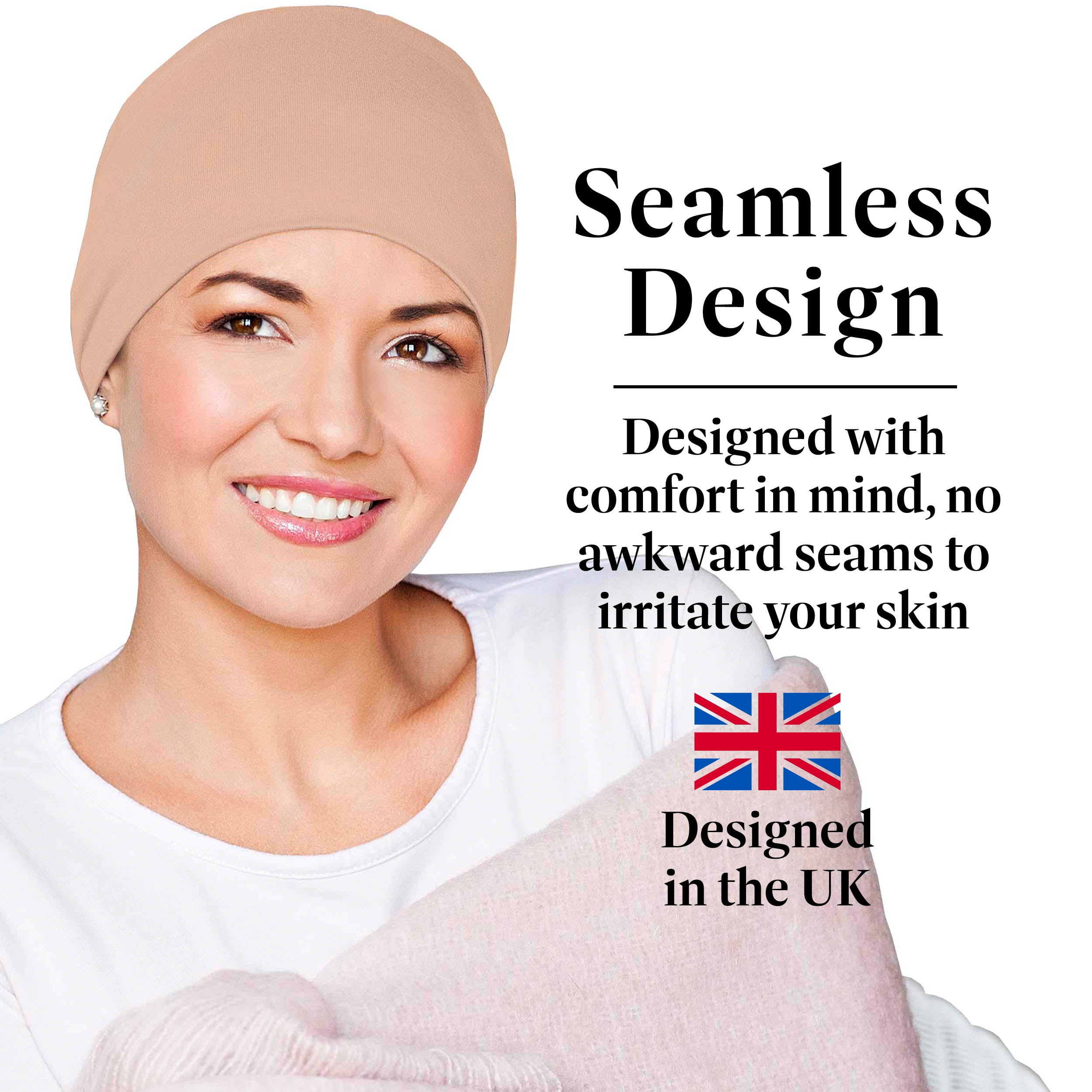 MASUMI Chemo Sleep Hat for Women, Soft Cotton Hats for Ladies, Chemo Headwear Turbans Cap Beanie Cancer Head Coverings with Double Layer (Champagne)