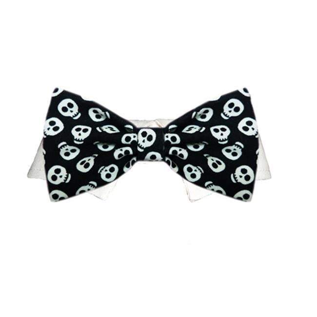 Pooch Outfitters PSBB-3XL Skully Bow Tie, Black - 3XS