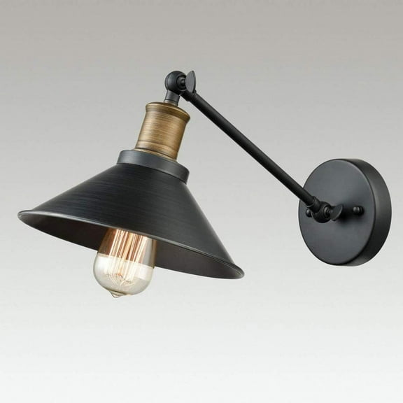 Wall Lights E26 Industrial Wall Lamp Vintage Edison Wall Sconce Adjustable Loft Style with Black Metal Shade for Bedroom Cafe Bar Restaurant Office,B