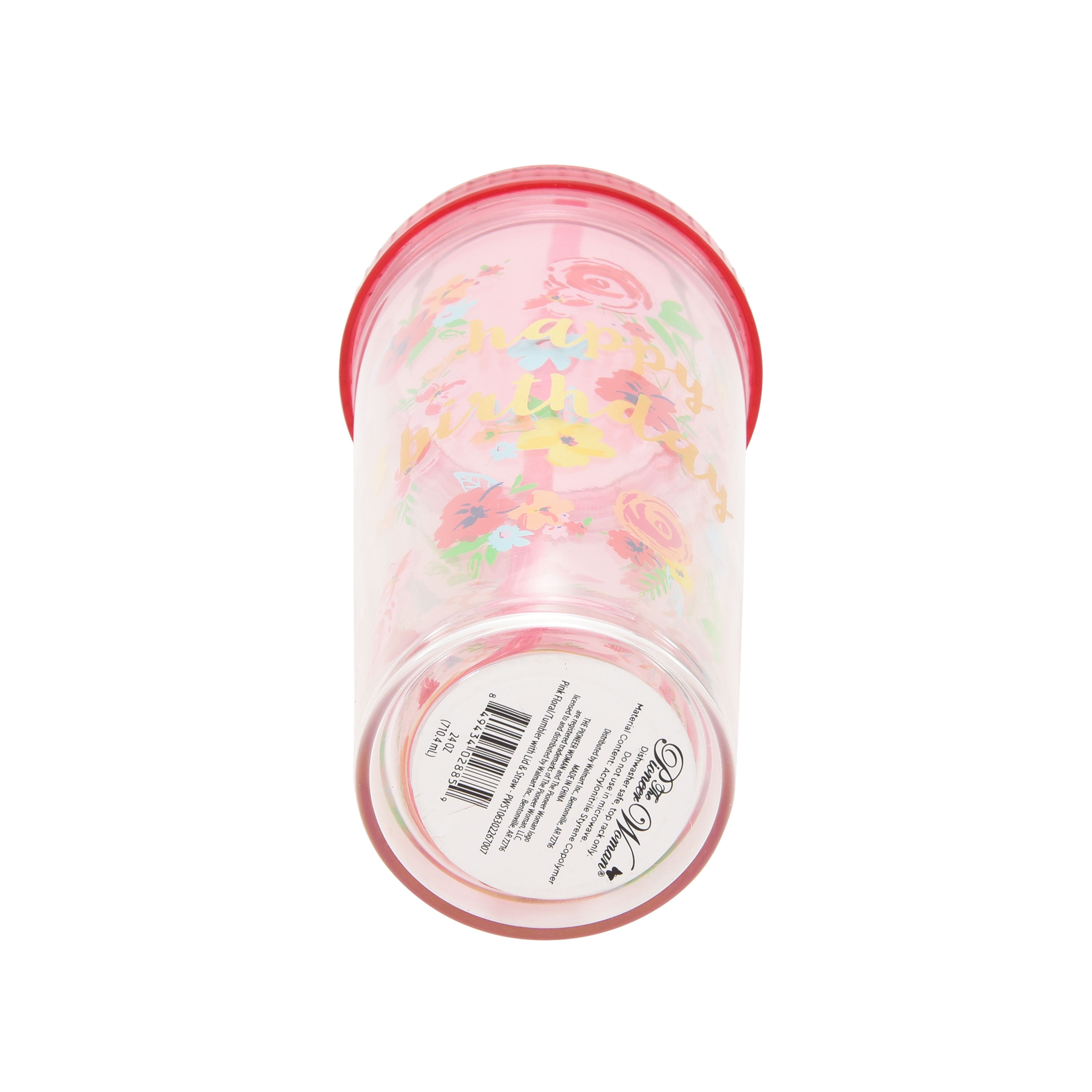 The Pioneer Woman Plastic Double Walled 24-Ounce Tumbler with Straw