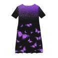 thumbnail image 4 of Spazoro Kids Girls A Line Dresses, Short Sleeve New Style Round Neck Butterfly Print Princess Dress for Child Girls Purple Size 4 T, 4 of 4