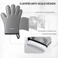 thumbnail image 5 of MAD SHARK Silicone Oven Mitts Heat Resistant 450 Degrees,Waterproof & Non-Slip Oven Gloves with Fingers,Cotton Lined Silicone Oven Gloves Kitchen Mitts for Baking Cooking Barbecue,Women,Oven (GREY1), 5 of 12