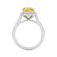 thumbnail image 3 of Ronaldo - Radiant Cut Canary Yellow Moissanite Lab- Diamond Engagement Ring With Pave Band and Halo, 3 of 5