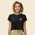 thumbnail image 4 of Dalix Ghost Embroidered Cropped Flowy Soft Cotton Short Sleeve T Shirt Womens in Dark Heather S Small, 4 of 5