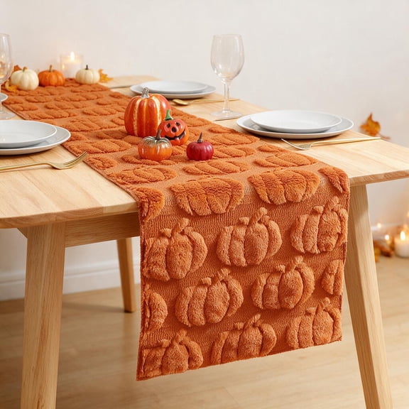 Halloween Table Runner,Halloween Decora,Soft Pumpkins Fall Table Runner Seasonal Kitchen Dining Table Decoration for Home Party Decor(13x72 Inch )
