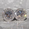 thumbnail image 1 of Pendientes con incrustaciones de destellos de circonitas redondas y llenos de diamantes, pendientes de temperamento elegantes para mujer, 1 of 5