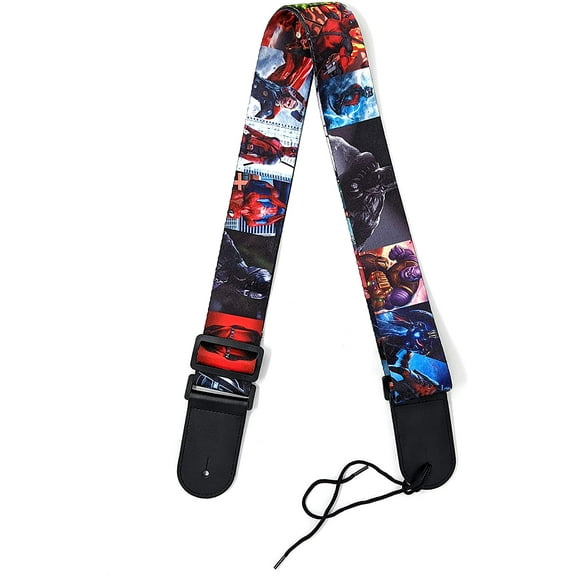 Marvel and DC Comics Superheroes Guitar Strap | Polyester with genuine leather