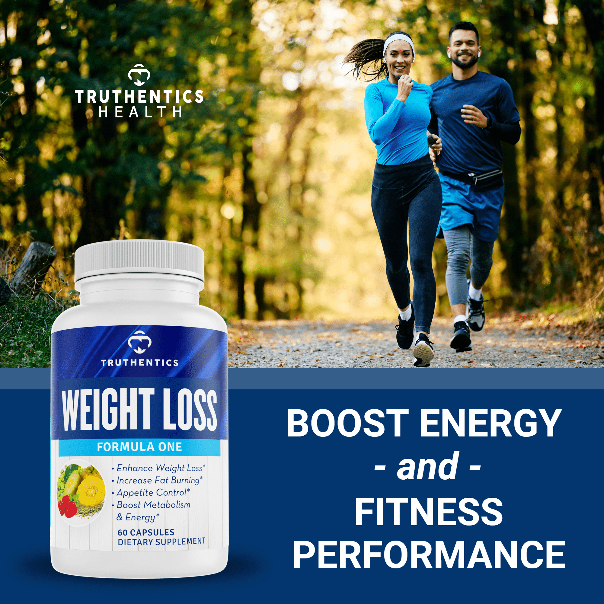 Truthentics Weight Loss Formula One - Fat Burner, Appetite Suppressant, Metabolism Booster with Raspberry Ketone - 60 Capsules, 2.5 oz