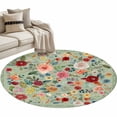 thumbnail image 6 of Sage Green Floral Round Rug 3.3ft Washable Circle Entryway Rugs Non Slip Spring Flowers Leaves Farmhouse Area Rug Indoor Floor Carpet for Bedroom Kitchen Living Room Home Office Dining Room Nursery, 6 of 8
