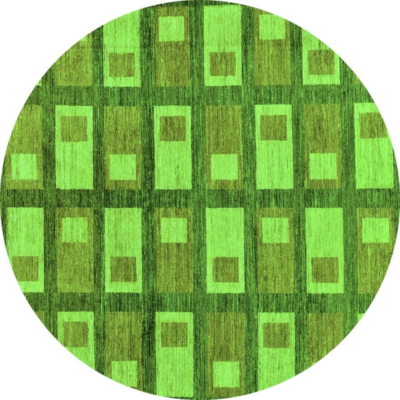 Ahgly Company Indoor Round Abstract Green Modern Area Rugs, 5' Round