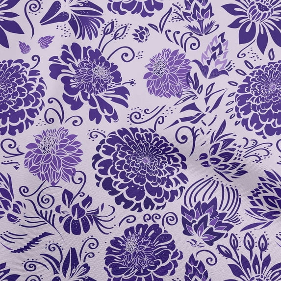 oneOone Polyester Spandex Dark Purple Fabric Asian Chinese Flower Sewing Fabric By The Yard Printed Diy Clothing Sewing Supplies 56 Inch Wide