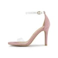 thumbnail image 7 of BLISSFUL STEP Women's Clear Ankle Strap Stiletto Heel Sandals Dust Pink 7, 7 of 7