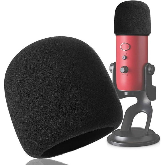 Foam Microphone Windscreen - SUNMON Mic Cover Pop Filter for Blue Yeti, Yeti Pro Condenser Microphones (Black)