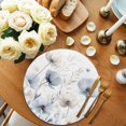 thumbnail image 2 of Blue Beige Spring Floral Round 15 Inch Placemats Set of 8, Summer Botanical Watercolor HeatResistant Non Slip Place Mats for Dining Table, Wipeable Braided Kitchen Table Mats for Housewarming, 2 of 9