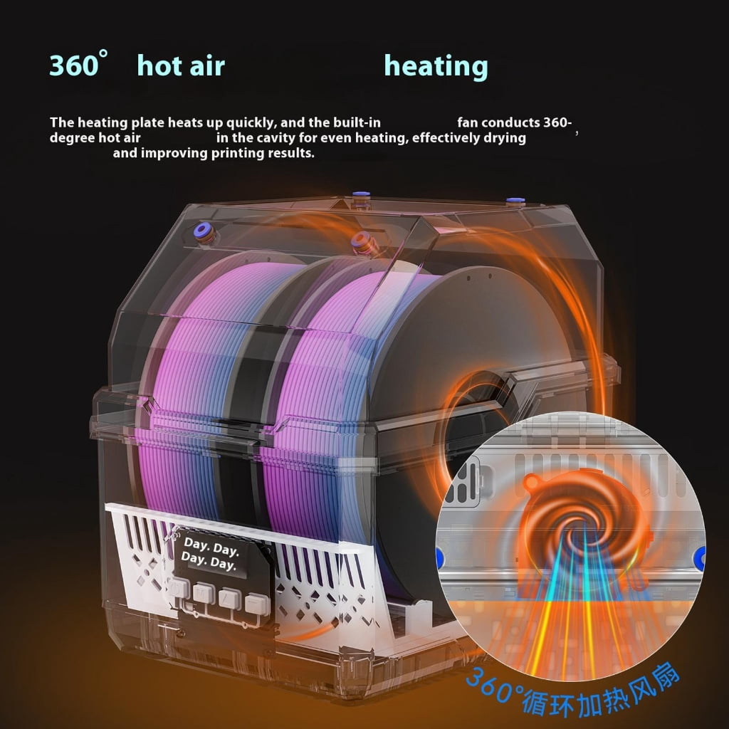 PatungKu Smartests PID Temperature Control 3D Printer Dryer 48H Continuous Operation Oleds Display