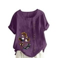 thumbnail image 1 of Birdeem Chemise Décontractée Oversize d'Été pour Femmes Col Rond Manches Courtes Imprimé Floral Ample, 1 of 5