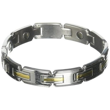 Men's Stainless/Gold Magnetic Link Bracelet-S/M