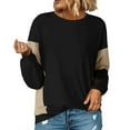thumbnail image 4 of Gfyviroh Crewneck Tops for Women Color Block Long Sleeve Stripes Tops Casual Loose Pullover Fall Workout Tops, 4 of 6