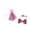thumbnail image 2 of Greeniant Mascota PU cuero brillante sombrero Bowknot Set banquete boda ceremonia Animal disfraz Kit fotografía Prop accesorios de ropa Memoriales de mascotas Rosado Greeniant PT004536-01, 2 of 6