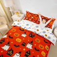 thumbnail image 3 of Homewish Cute Halloween Ghost Witch Duvet Cover Queen,Pumpkin Haunted House Pattern Queen Bedding,Orange Black,Halloween Reversible,3 Pieces,1 Duvet Cover and 2 Pillowcases, 3 of 6