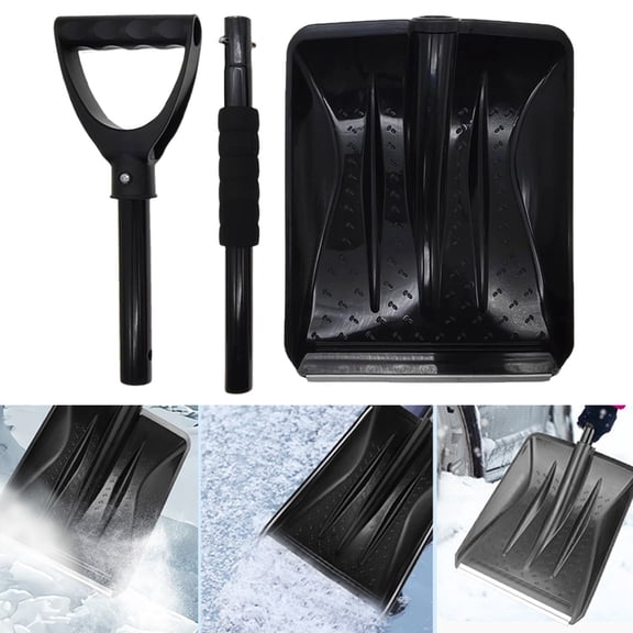 CurioCo Ergonomic Snow Shovel D Grip Handle Detachable Lightweight Wide Blade with Aluminum Strip for Heavy Duty Winter Driveway Garage Sidewalk Snow Removal