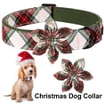 thumbnail image 2 of Collar para perro con forma de anillo para mascotas, de Navidad, a cuadros rojos y verdes con flores, 2 of 6
