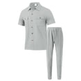 thumbnail image 4 of RUTAYY Men's Outfits Summer Casual Button Short Sleeve Shirt Pants with Pocket Suit Daily Wear Classic Seaside Clothing Sets, 4 of 4