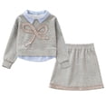 thumbnail image 2 of ITSAME Girls Outfit 2-Piece Long Sleeve Lapel Sweatshirt and Skirt Kids Casual Comfy Set Gray Size 10, 2 of 8