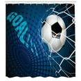 thumbnail image 3 of Ambesonne Soccer Shower Curtain, Abstract Goal Pattern, 69"Wx84"L, Blue Black White, 3 of 3