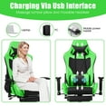 thumbnail image 6 of Costway Massage Gaming Chair Reclining Racing Office Computer Chair with Footrest Green, 6 of 10