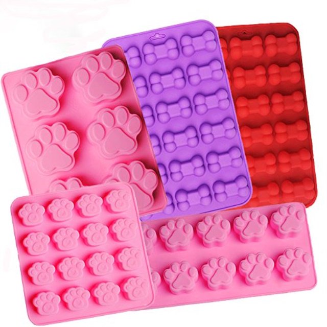 Food Grade Silicone Puppy Treat Molds, Shxmlf Dog Paw and Bone Molds