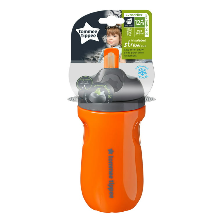 Tommee Tippee Insulated 9oz Spill Proof Portable Toddler Straw Cup - Orange  : Target