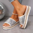 thumbnail image 5 of Bmisegm Women's Summer New Round Head Sequin Line Fashion Women's Platform Slippers Womens Sandals Summer White 7, 5 of 5
