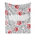 thumbnail image 1 of Abstract Soft Flannel Fleece Throw Blanket, Minimalist Home Design Themed Sketchy Birds Swirls and Apple Shapes, Cozy Plush for Indoor and Outdoor Use, 50" x 70", Scarlet White, by Ambesonne, 1 of 6