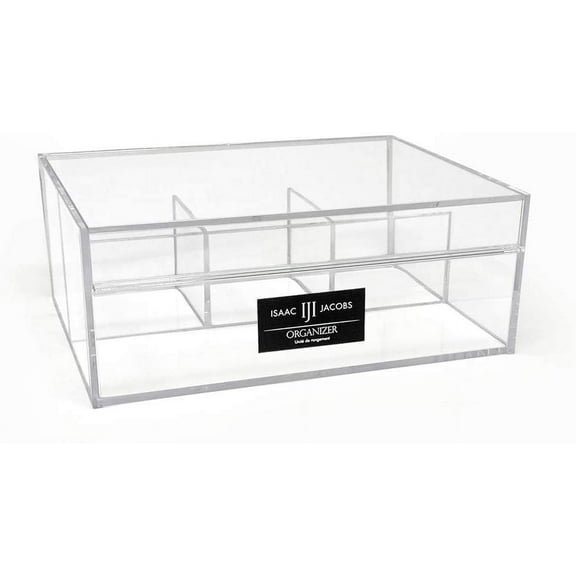Isaac Jacobs 4-Compartment Clear Acrylic Organizer with Lid, Multi-Sectional Storage Solution