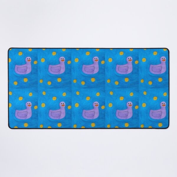 NUEVOS patitos de goma arcoíris: patito de goma índigo con tapete de escritorio de fondo azul