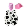 thumbnail image 2 of vastwit Cowboy Costume Kids Cowgirl Cosplay Outfits Cow Print Vest with Bandanna and Hat Set for Pink 4T, 2 of 6