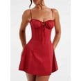 thumbnail image 3 of Musuos Women Summer Mini Cami Dress Sleeveless Back Tie-Up Solid Color Party Dress, 3 of 7