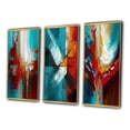 thumbnail image 3 of Designart "Teal Rhythms Abstract Awakening I" Abstract Painting Framed Wall Art Set Of 3 - Red Modern Frame Gallery Wall Set For Home Decor, 3 of 6