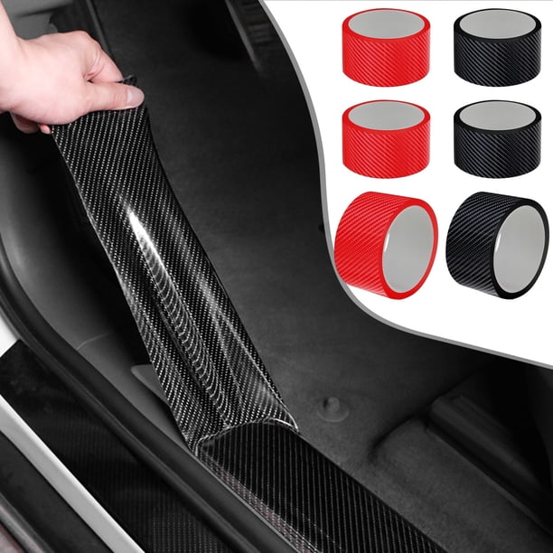 Tira protectora de borde de coche de fibra de carbono - película protectora contra arañazos de 5cm x 3M/5M/10M, cinta anticolisión para vehículos, fácil de instalar sin residuos