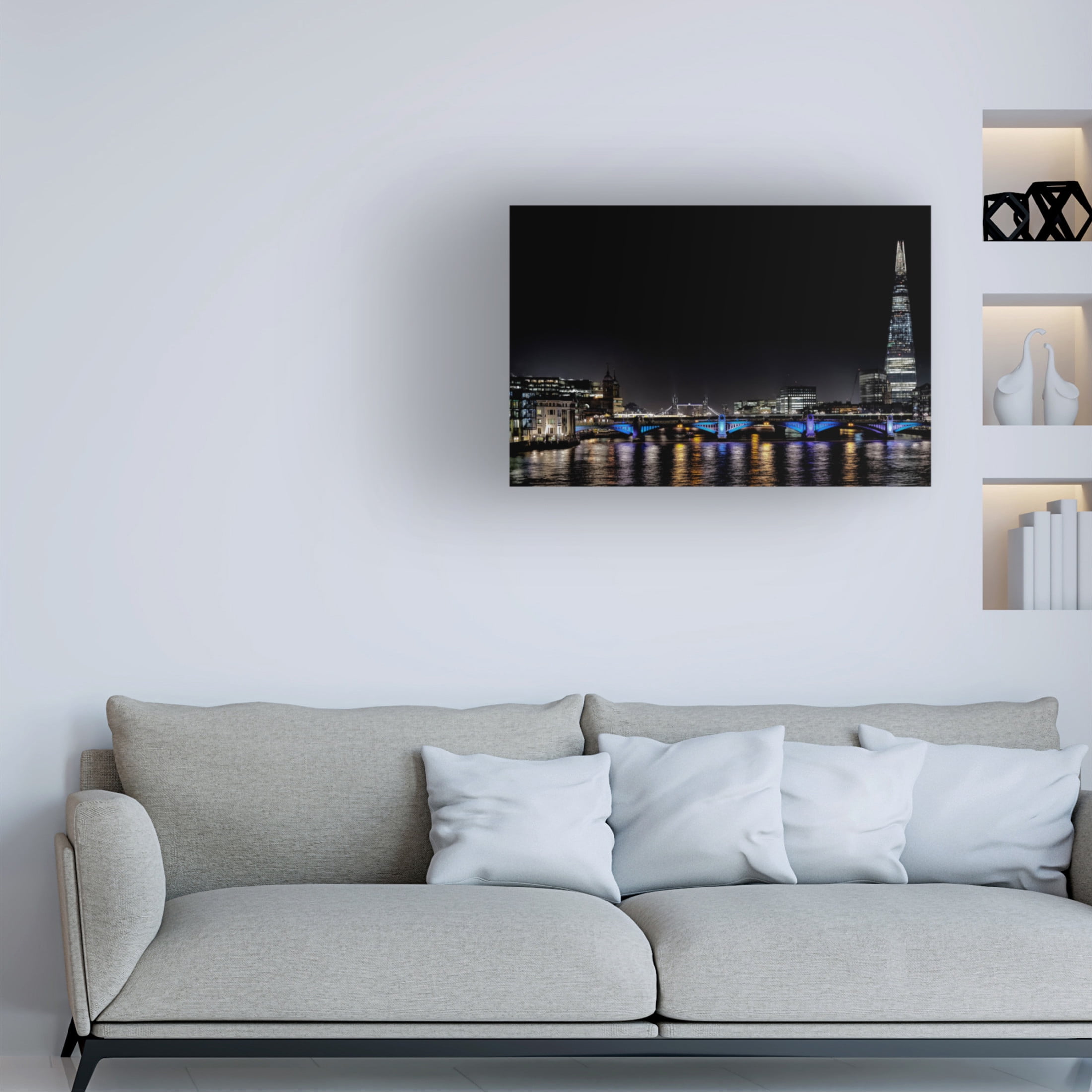 Canvas Wall Art - Kent Burkhardsmeier 'Night Lights' Wall Art for Living Room, Bedroom, or Office Décor by Trademark Fine Art - 47 x 30 Inches