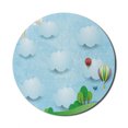 thumbnail image 1 of Cartoon Mouse Pad for Computers, Themed Balloons Clouds and Stars on the Hills Style Design, Round Non-Slip Thick Rubber Modern Gaming Mousepad, 8" Round, Multicolor, by Ambesonne, 1 of 2
