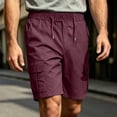 thumbnail image 3 of Guluxicc Men's Golf Cargo Shorts with Multi Pockets Button Front Elastic Waist Drawstring Shorts Summer Casual Outfits, 3 of 8
