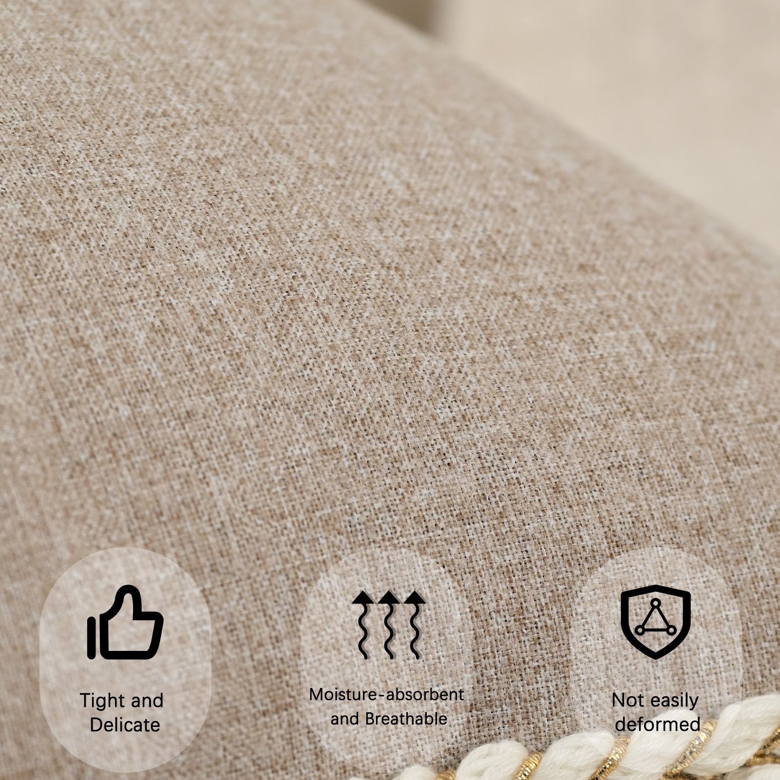 HonorHut Pillow Covers Farmhouse Decorative Throw Pillow Covers with Stitched Edge Colourful Cotton Linen Pillowcase 1 Piece 12x20 Inch Khaki