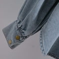 thumbnail image 6 of QATAINLAV Stand Collar Denim Jacket for Women Dressy Raglan Long Sleeve Casual Outerwear Button Down Loose Fit Tops with Pockets Blue XXXL, 6 of 9