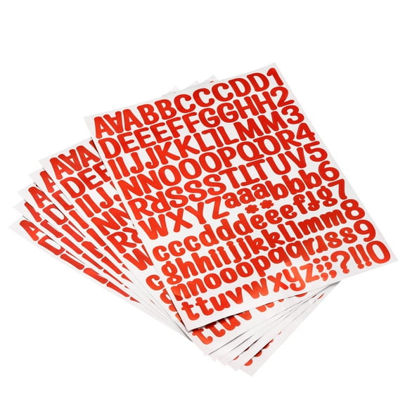 Uxcell Letter Alphabet Number Stickers Reflective Glitter Red 1" 126 Count/Sheet 8pcs
