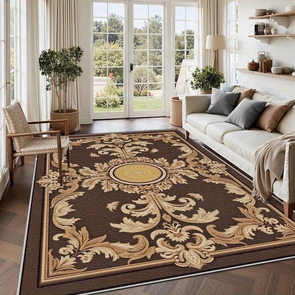 1PC Ornate Area Rug Partial Carpet, Lightweight Washable Easy-to-Tidy Carpet Mat Festival Gift, Suitable for Living Room, Bedroom, Dining Room, Office, Hallway, Room Accessories
