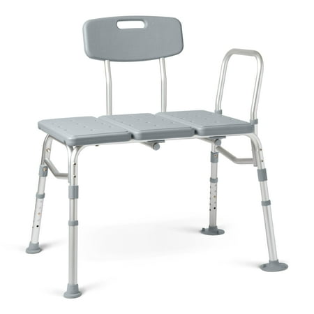 Medline Transfer Bench for Bathtubs and Showers  Slip-Resistant  400 lb. Weight Capacity  Gray