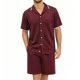 thumbnail image 1 of Ceisia Men's 2 Piece Textured Knit Short Sleeve Button Down Shirt and Shorts Set for Spring Summer Wine XXXL Gifts, 1 of 7