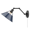 thumbnail image 2 of Golden Lighting Orwell Industrial Articulating 1-Light Wall Sconce Matte Navy Shade, 2 of 5